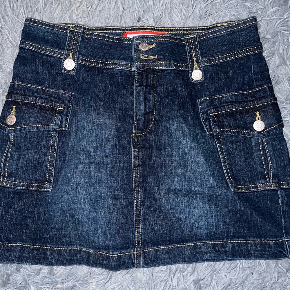 Old Navy Vintage Y2K Reissue Dark Wash Denim Cargo Mini Skirt